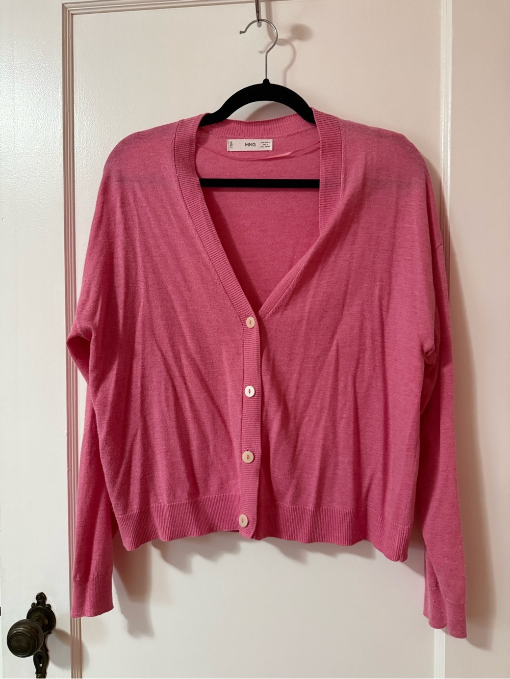 Pink V-Neck Button Cardigan